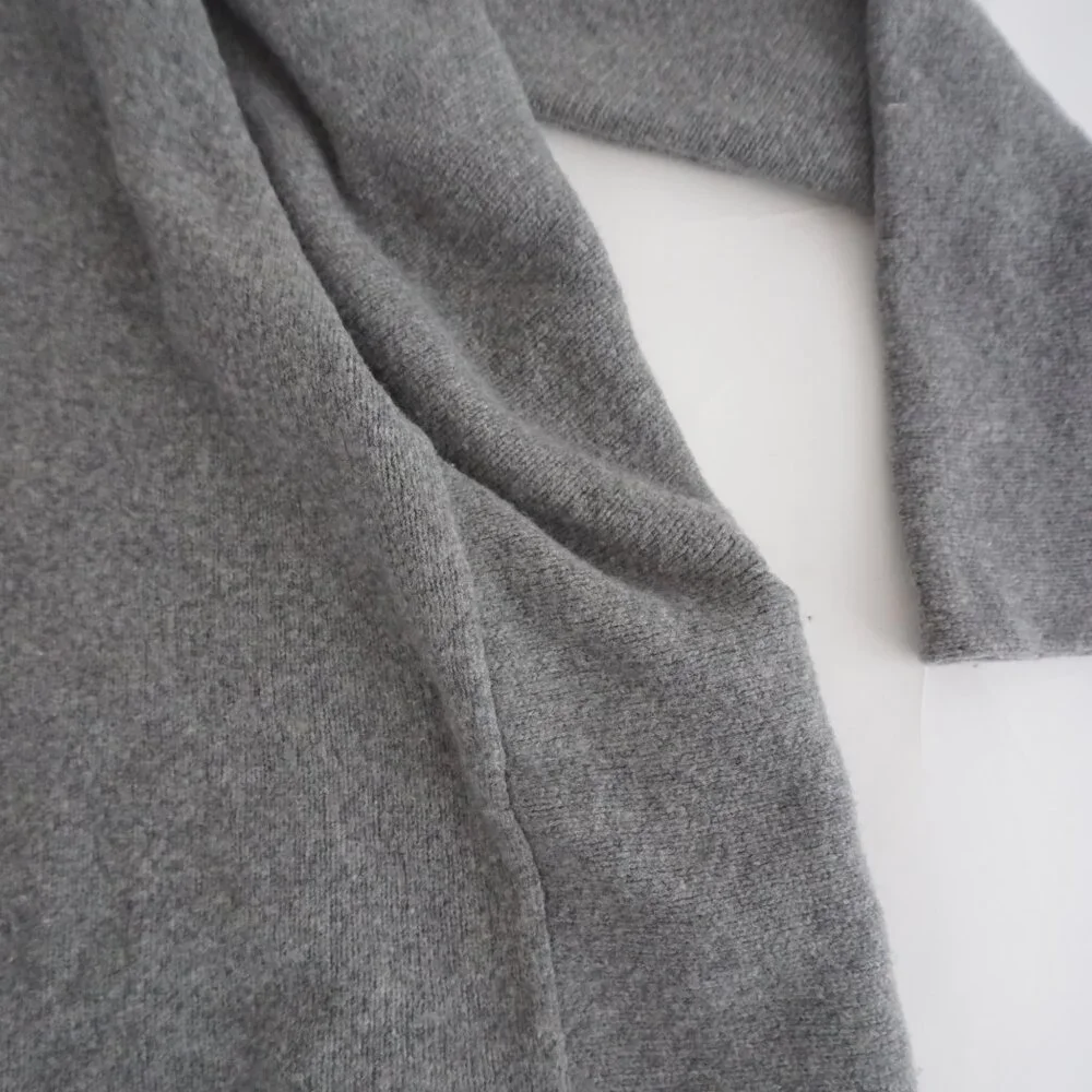 Eileen Fisher Gray Open Front Knit Cardigan Minimalist Drape Soft Classic L - Picture 6 of 10